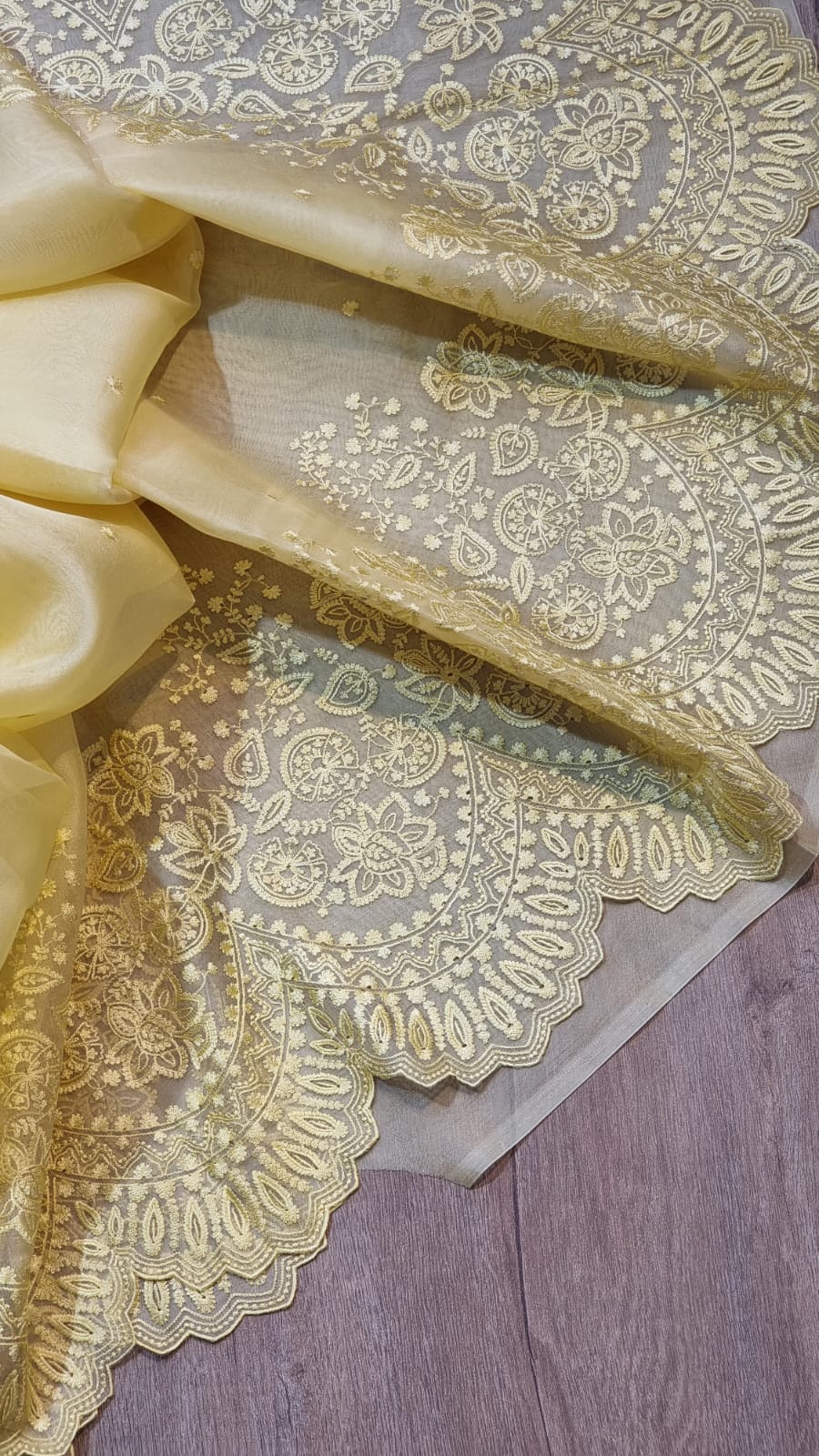 Pure organza silk embroidery  work  saree with heavy blouse