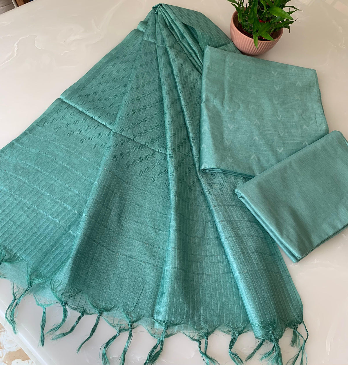 Bhagalpuri Katan Silk 3PC Unstitched Suit