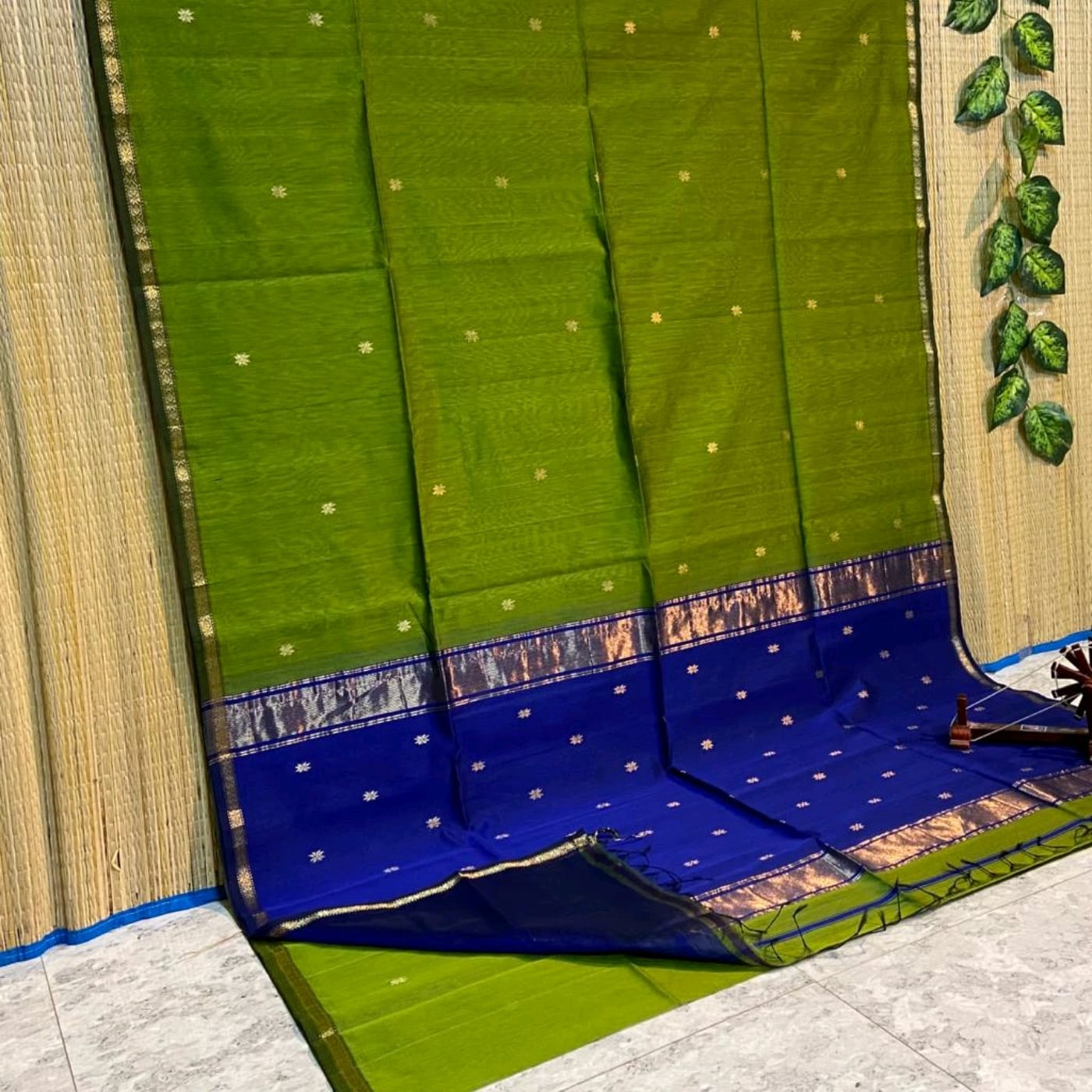 Maheshwari Cotton Silk Zari Work Saree With Blouse
