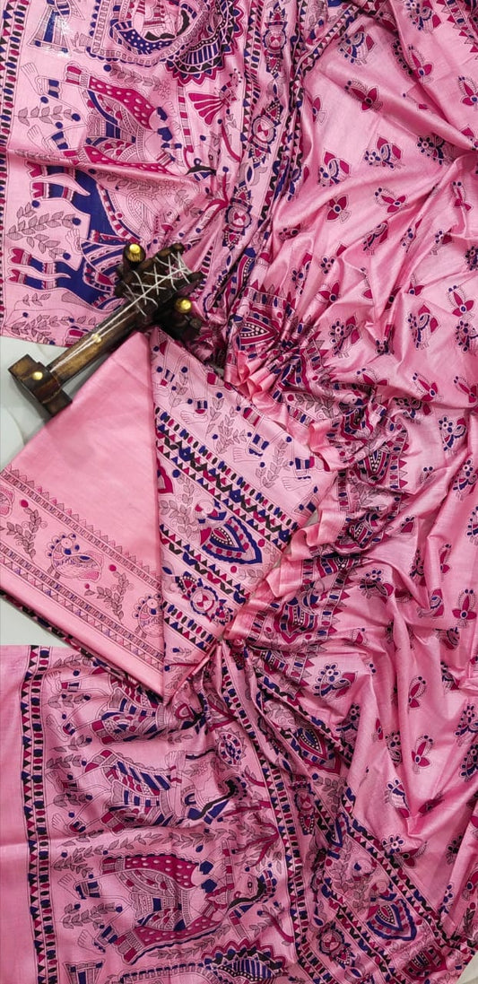BHAGALPURI   KATAN MADHUBANI PRINT UNSTITCHED SUIT