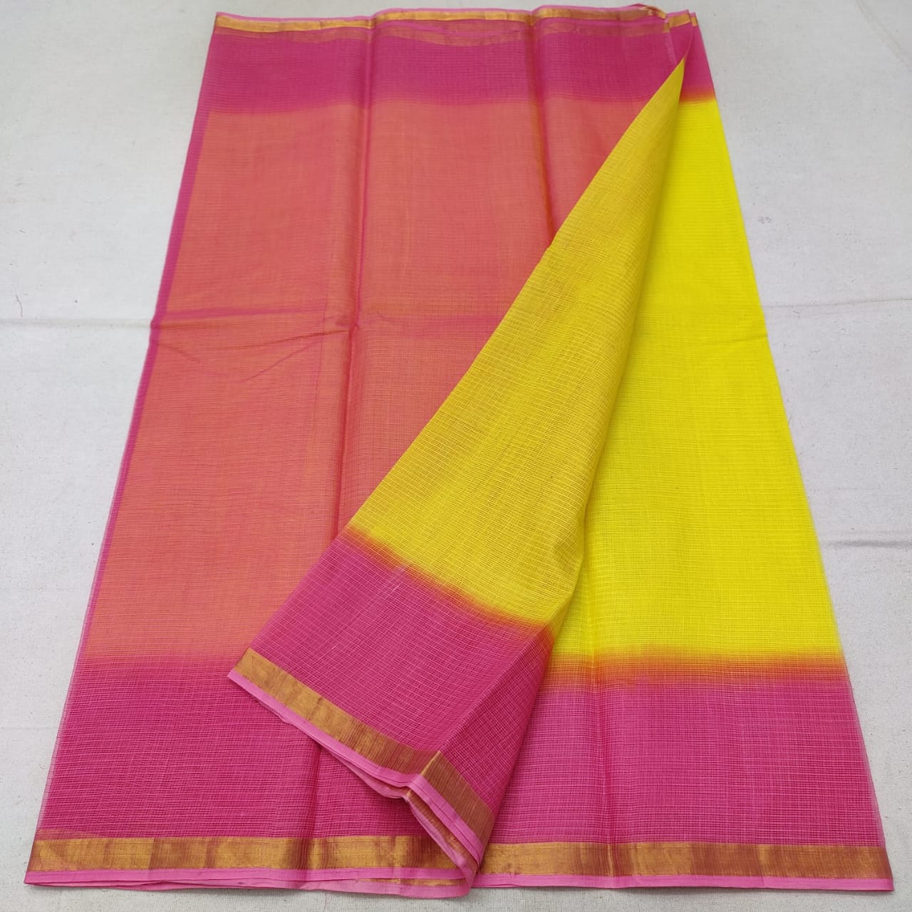 Kota Cotton Plain Dye Saree