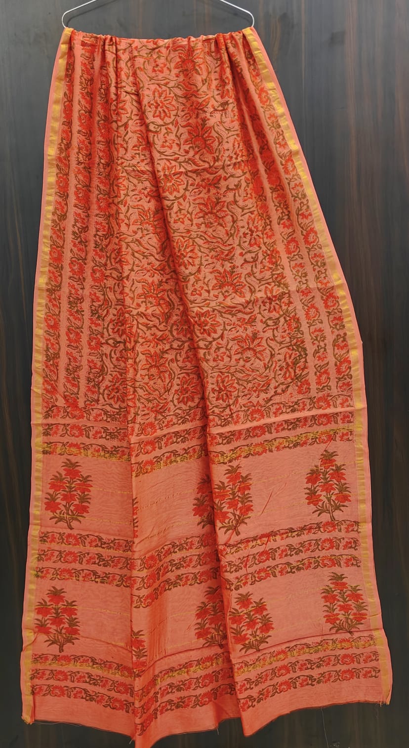 Traditional Hand-block Print Chanderi Silk Saree