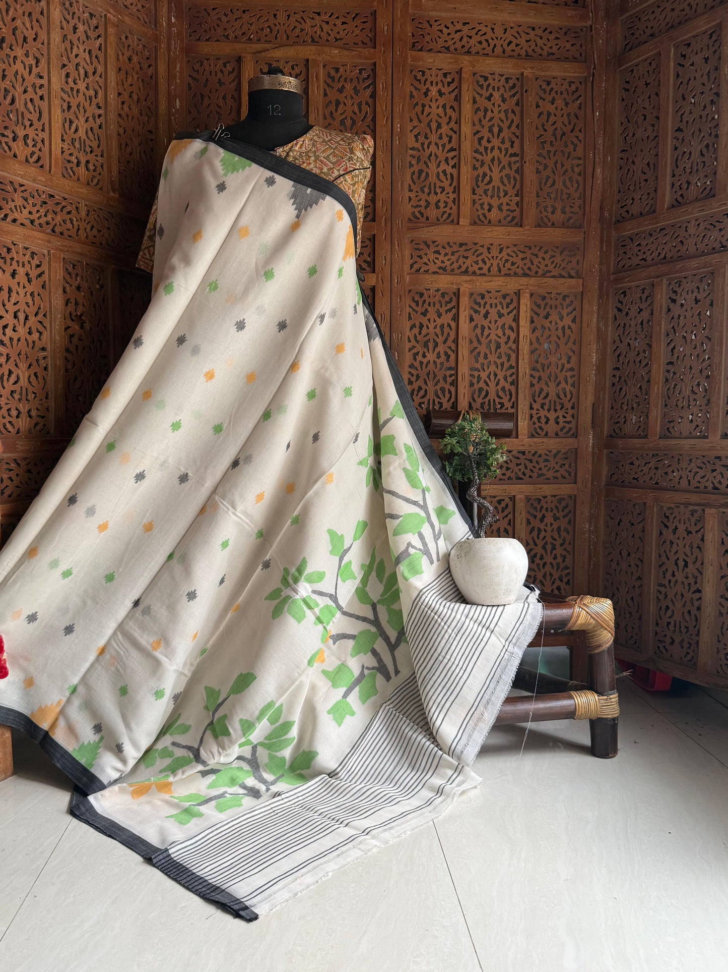 Pure Cotton needle work jamdani Saree