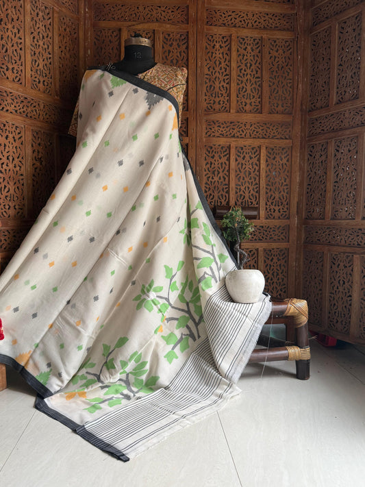 Pure Cotton needle work jamdani Saree