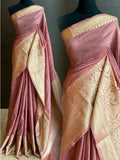 Pure Banarasi Linen Silk Border Saree With Blouse