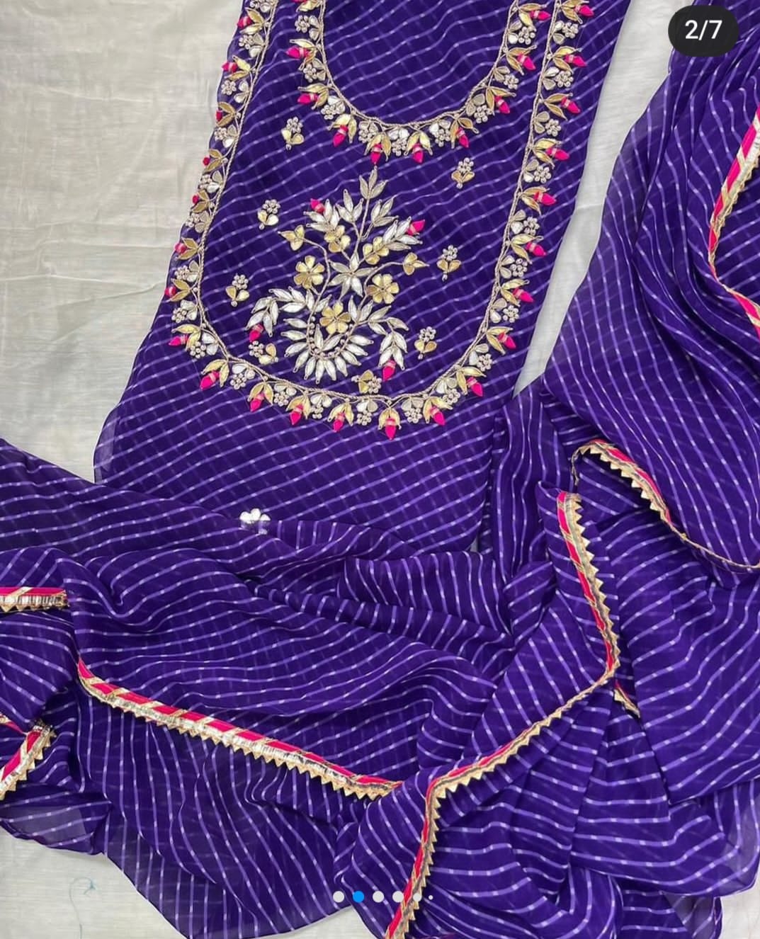 Pure Georgette Gota patti work Unstitched Suit