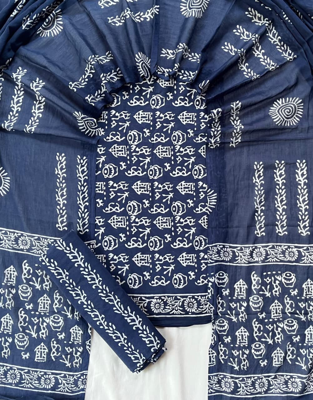 Exclusive new hand block printed cotton suits with cotton duptta