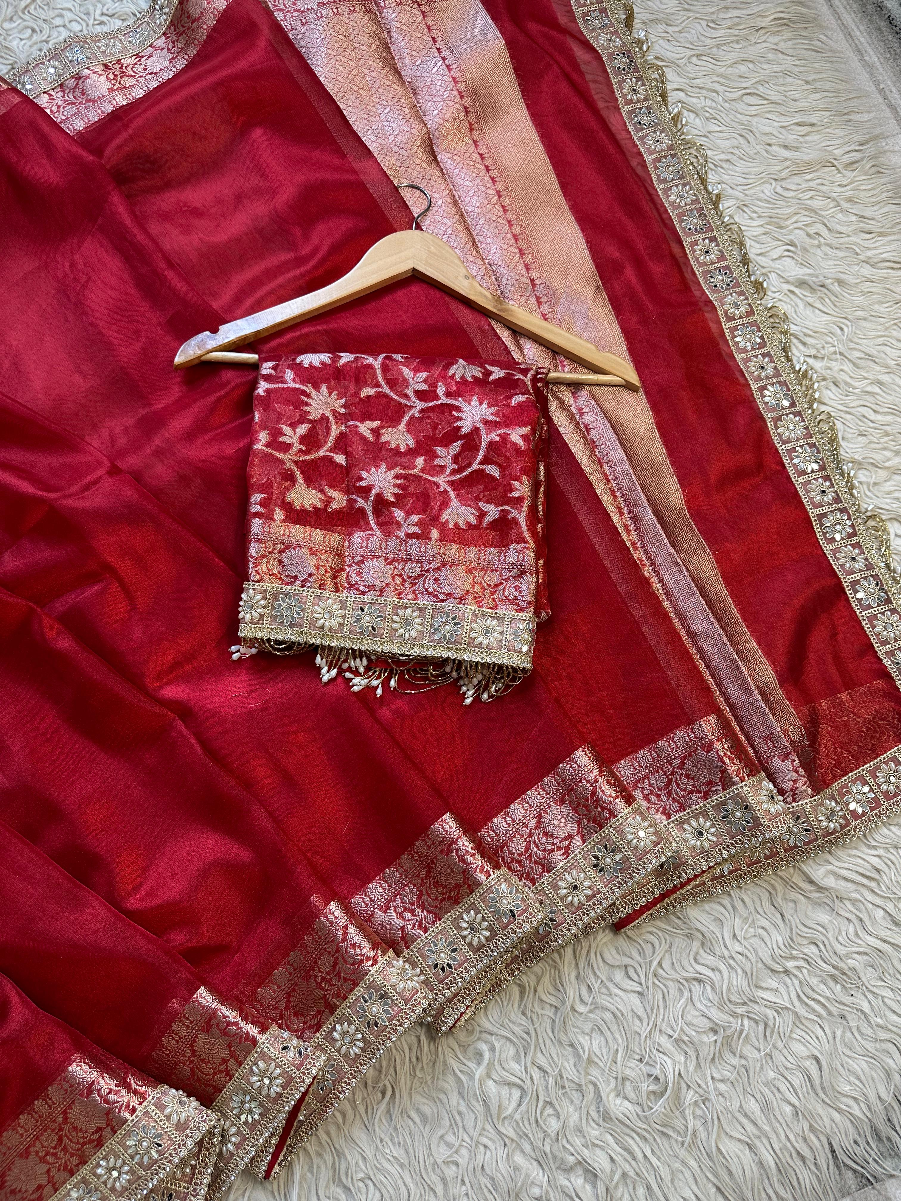 Banarasi Tissue Soft Silk  Saree With  Blouse