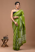 Pure Mulmul Cotton hand block Print Saree with Blouse