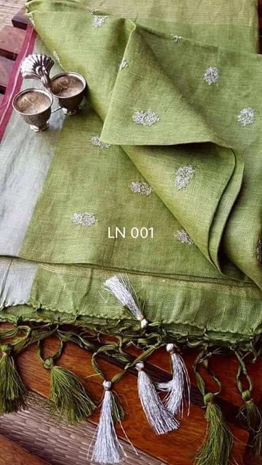 Pure Cotton Embroidery Work Saree With Blouse.