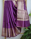 Pure Banarasi Linen Silk Border Saree With Blouse