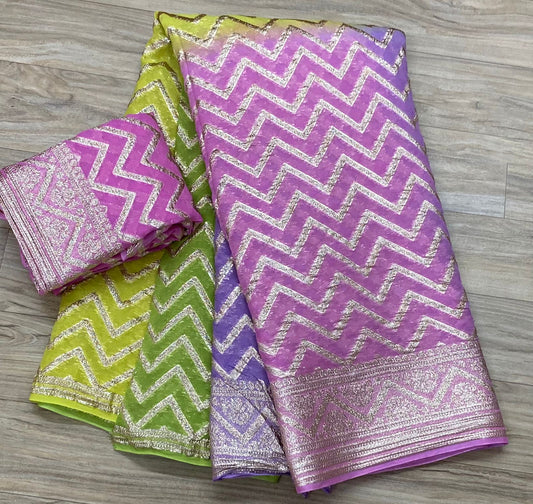 Georgette Zig Zag Pattern Saree