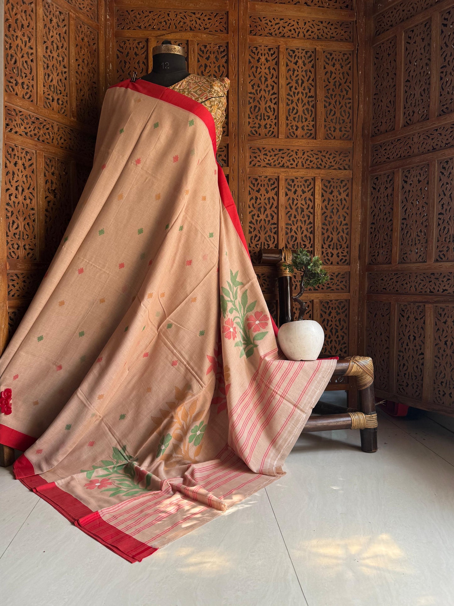 Pure Cotton needle work jamdani Saree