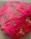 Pure Jaipuri Chiffon Jaal Work Saree With Blouse