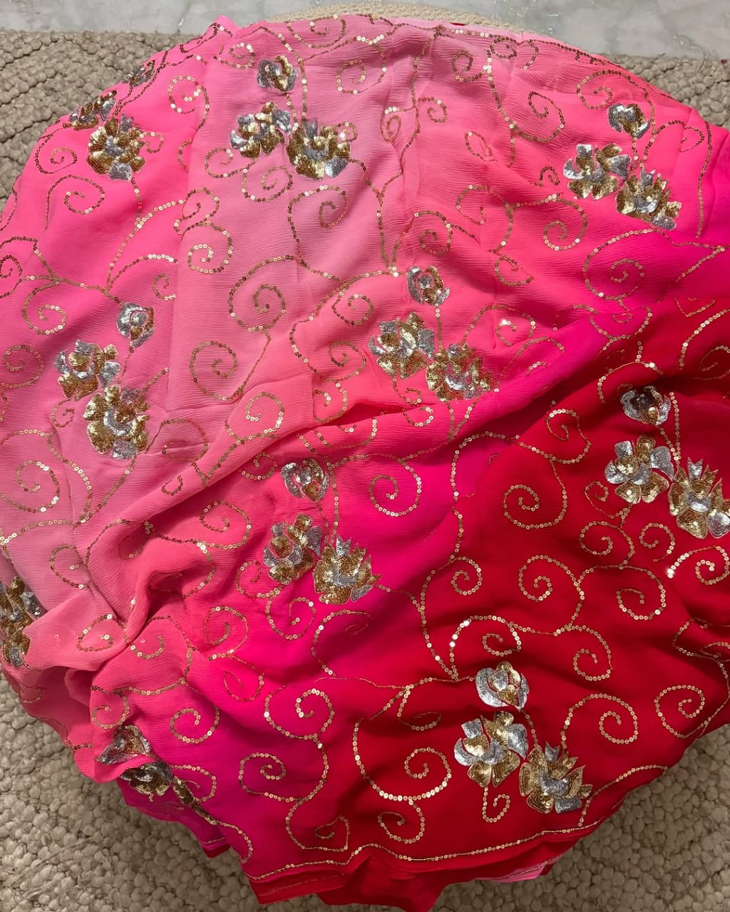 Pure Jaipuri Chiffon Jaal Work Saree With Blouse