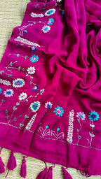 Beautiful Hand Stitch Pure Mul Cotton Saree Without blouse
