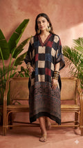 Pure Modal Silk Handblock Printed Kaftans Stitched suit With Hand Mirror Work