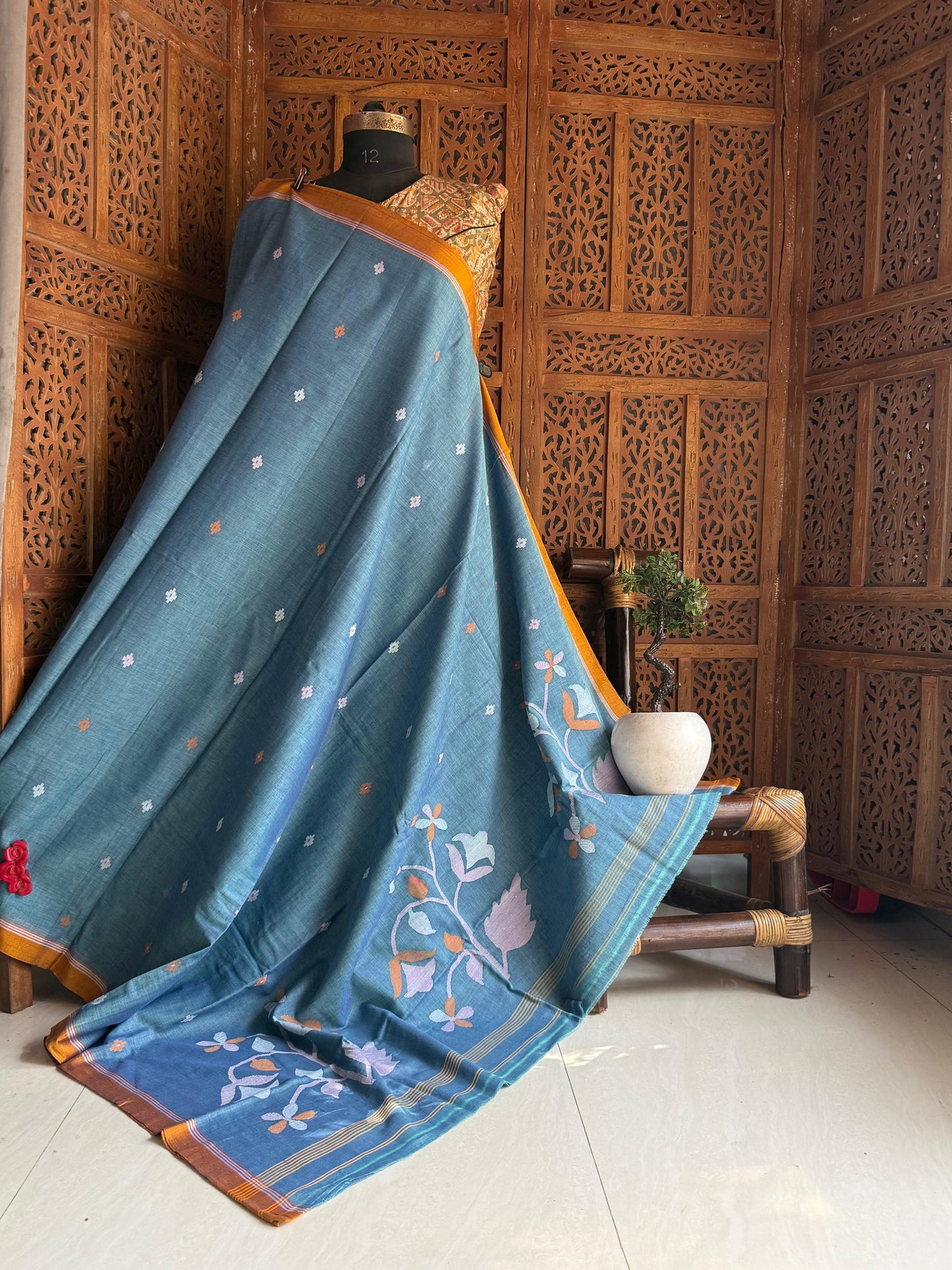 Pure Cotton needle work jamdani Saree