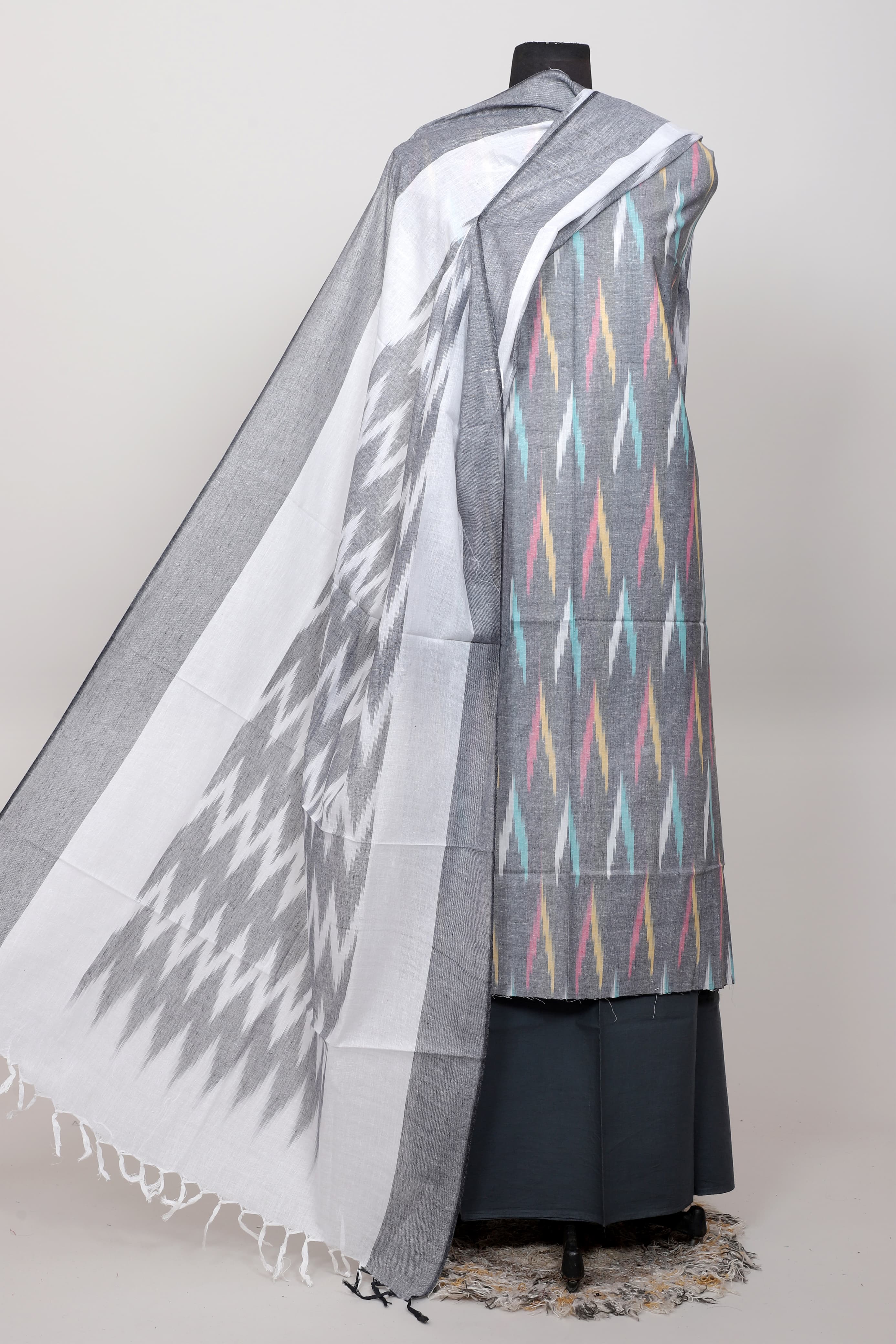 Pure  ikkat Cotton Unstitched Suit With Dupatta