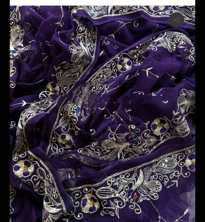 Pure Jaipuri Chiffon Jaal Work Saree With Beautiful Rajputi look and Blouse