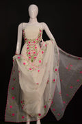 Pure Kota-Doria Unstitched Suit with Embroidery Work