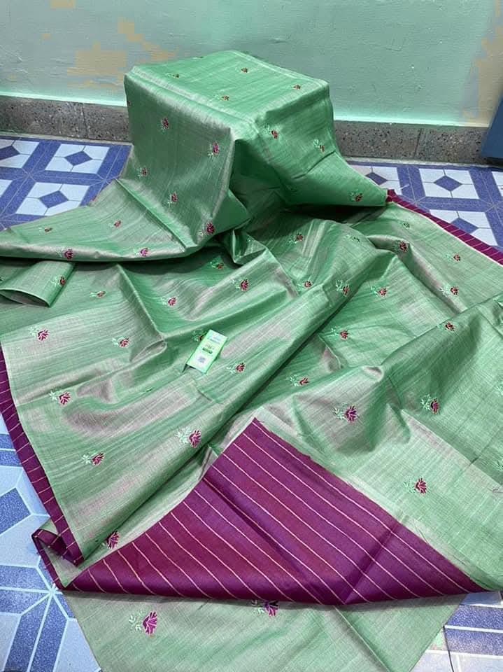 Katan Silk Embroidery With Blouse