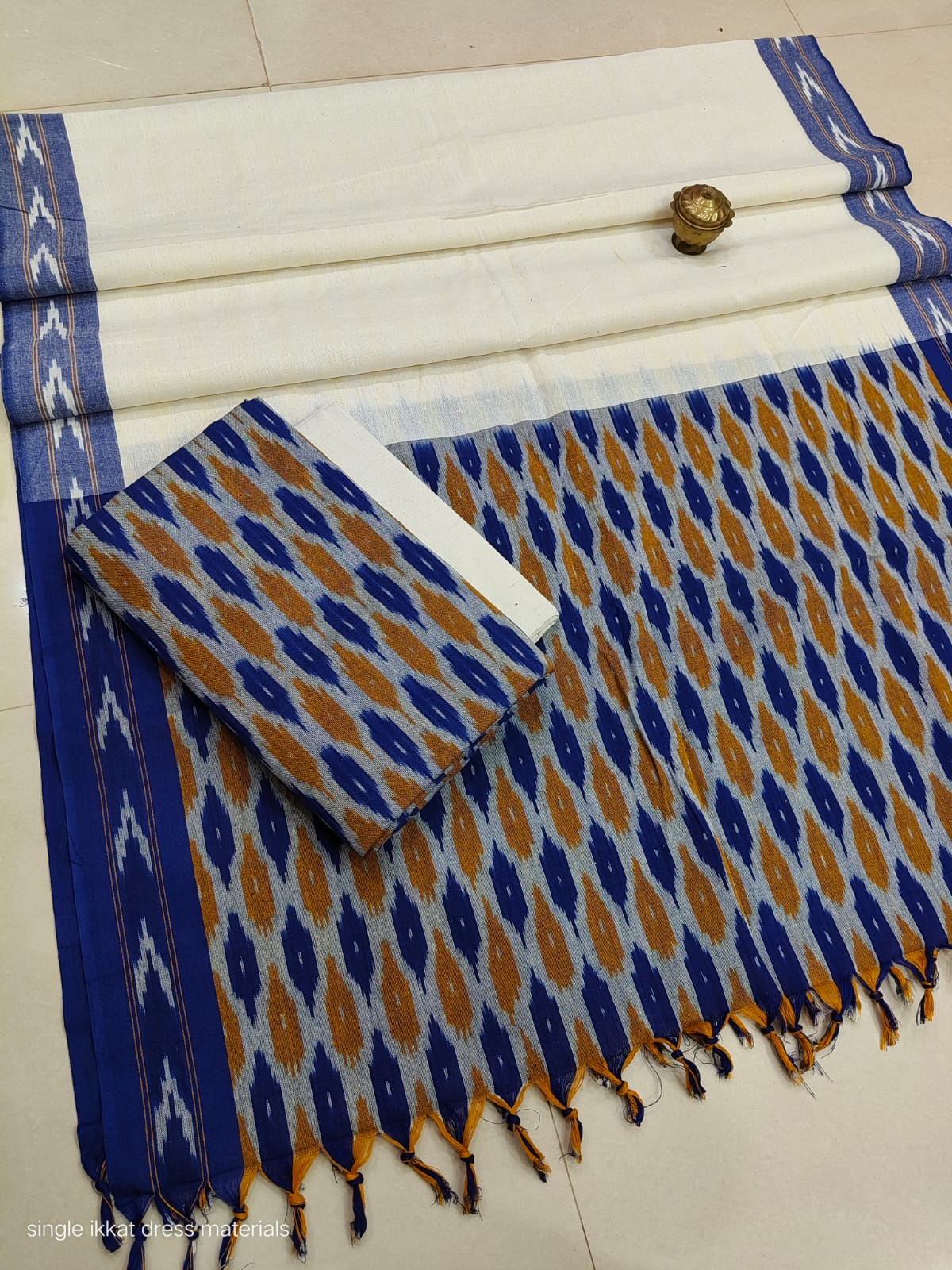 Pure  ikkat Cotton Unstitched Suit With Dupatta