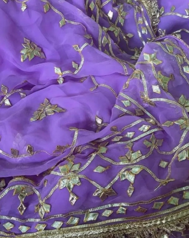 Pure Diamond Chiffon Gota Patti  Work Saree With Blouse