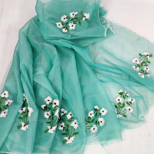 Kota cotton embroidery work Saree