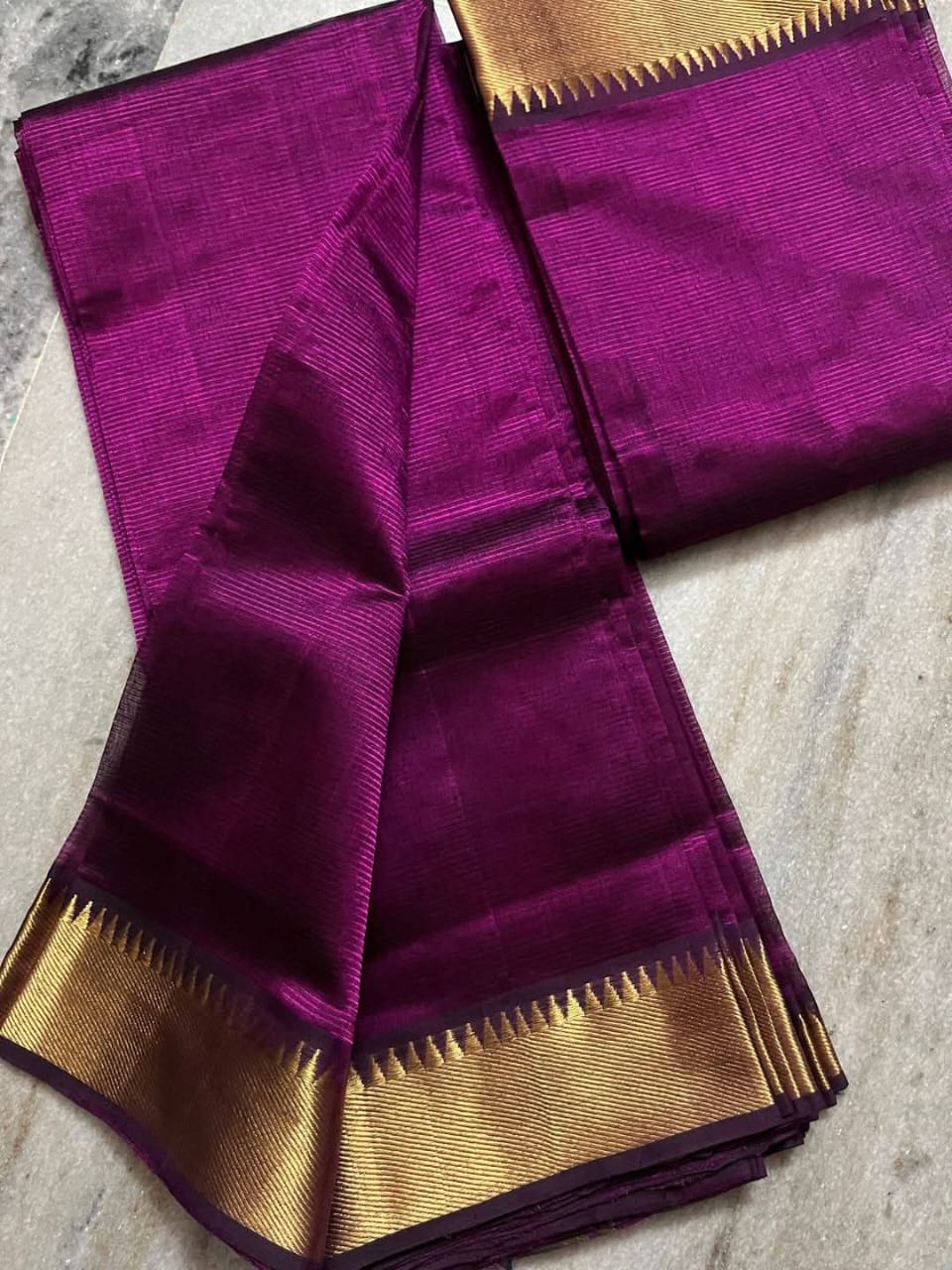 Pure Cotton Silk Mangalagiri Saree With  Blouse