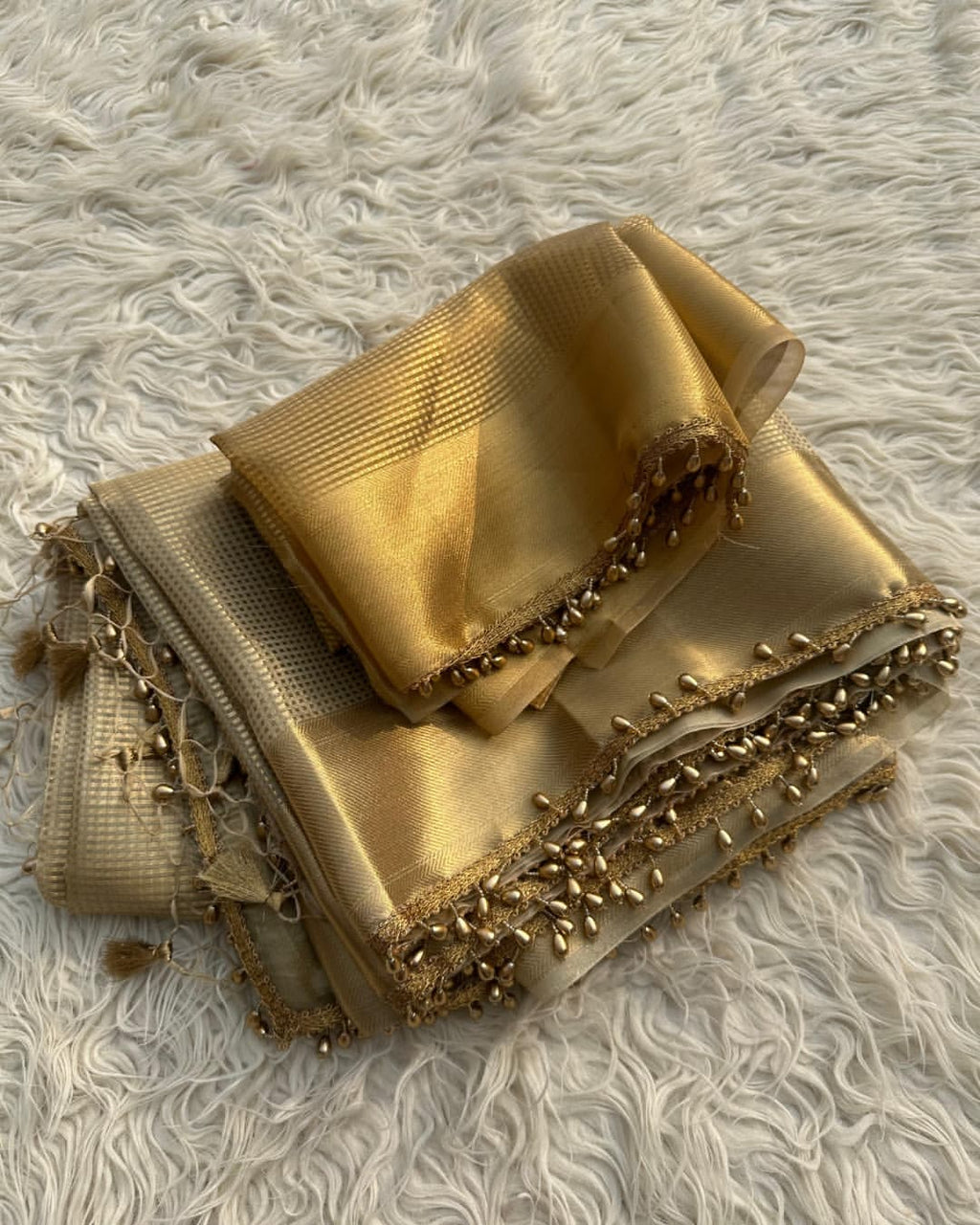 Tissue silk saree with  lace work