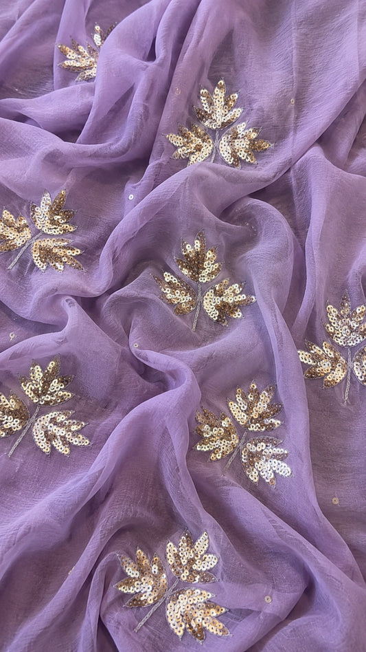 Beautiful Pure Jaipuri Chiffon 13 big Bird motif work Saree with blouse