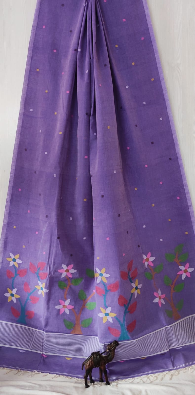 Pure Cotton needle work jamdani Saree With Blouse