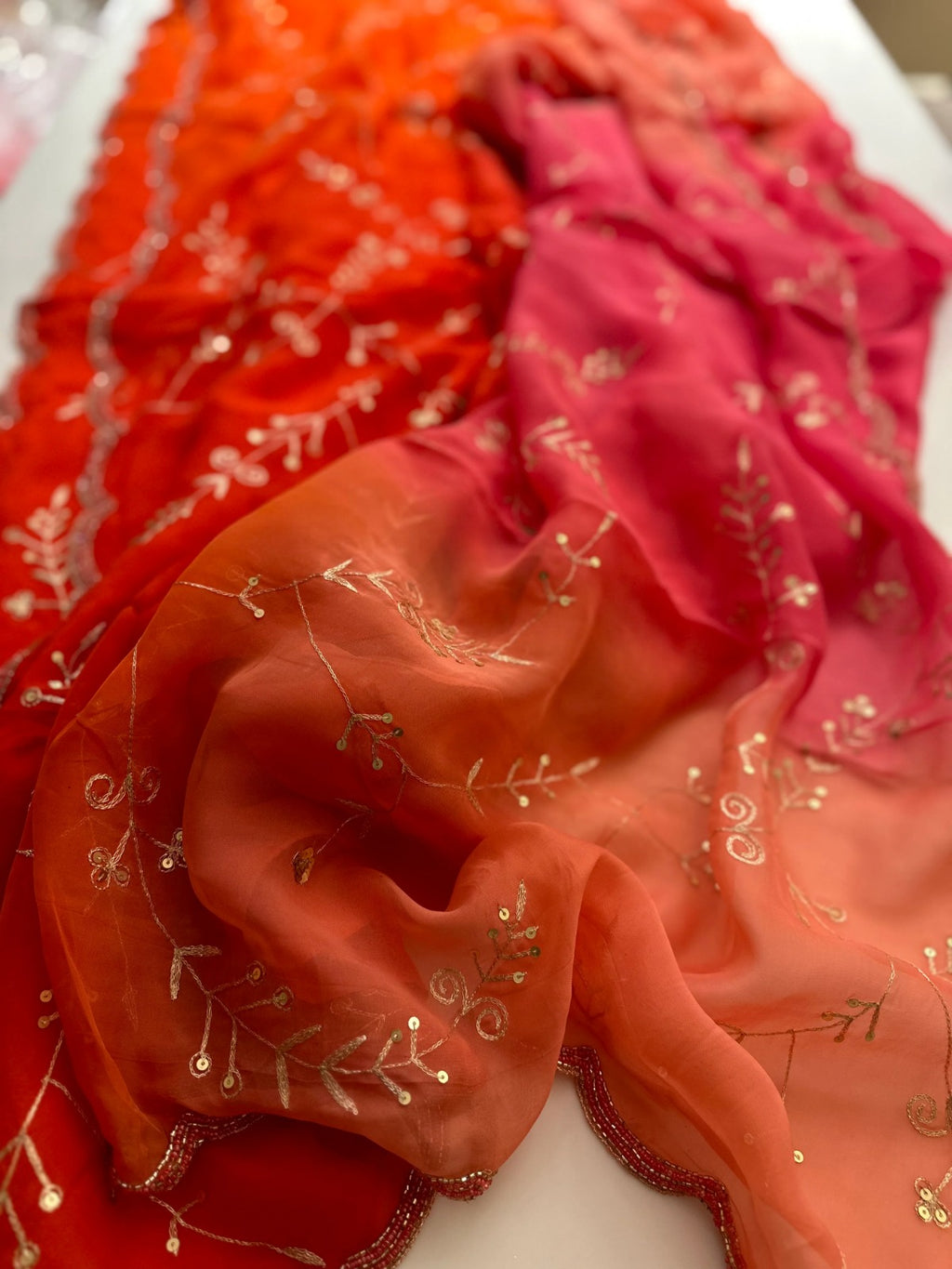 Pure Jaipuri Chiffon Jaal Work Saree With Beautiful Rajputi look and Running Blouse