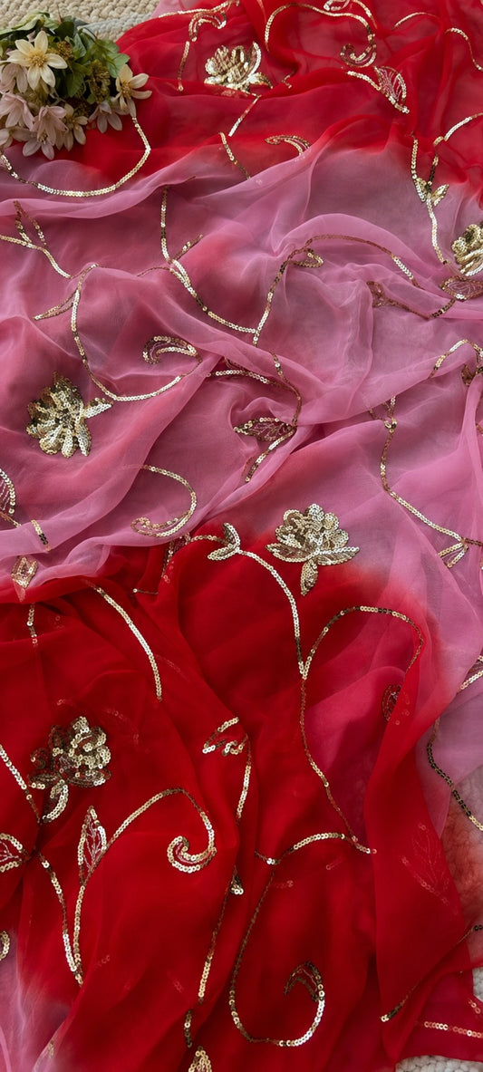 Pure Jaipuri Chiffon Jaal Work Saree With Beautiful Rajputi look and Blouse