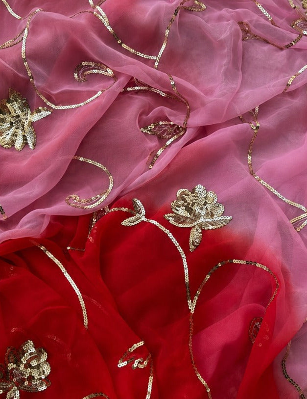 Pure Jaipuri Chiffon Jaal Work Saree With Beautiful Rajputi look and Blouse