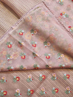 Pure Organza Silk  floral Embroidery Saree with velvet lace and heavy blouse