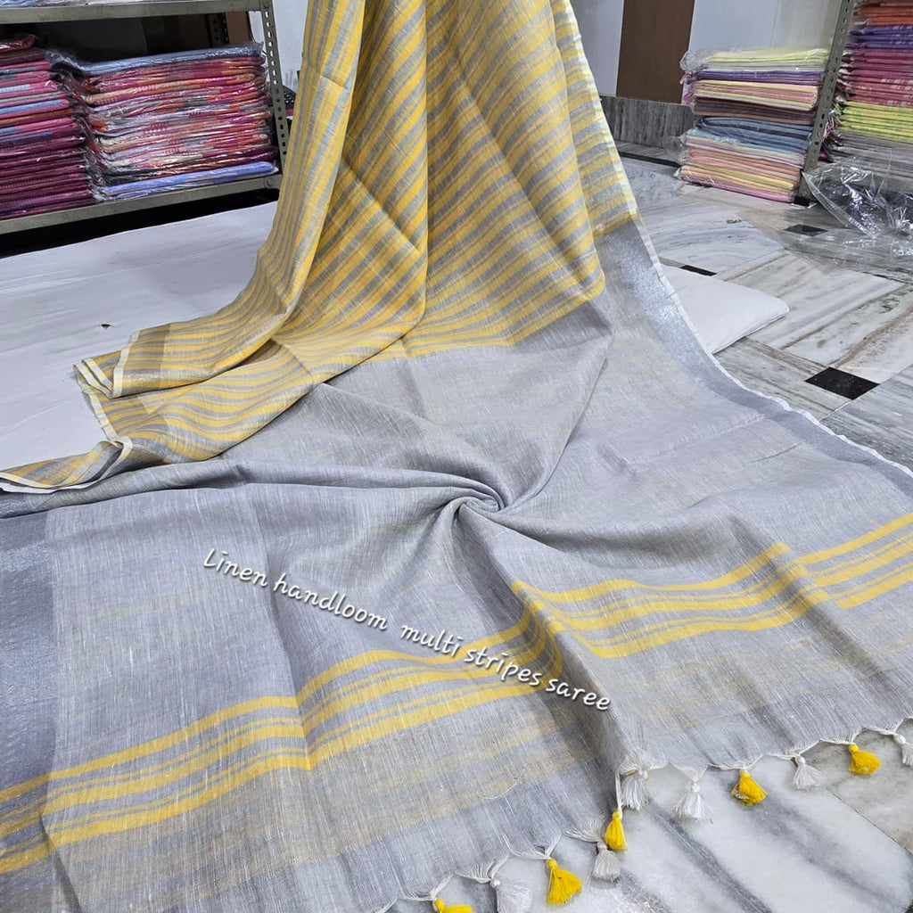 Pure Linen By Linen  Saree With  Blouse