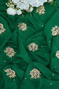 Beautiful Pure Jaipuri Chiffon 13 big Bird motif work Saree with blouse