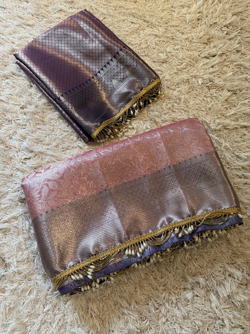 Banarasi Kanjivaram  katan Tissue Silk Saree With Beautiful lace border