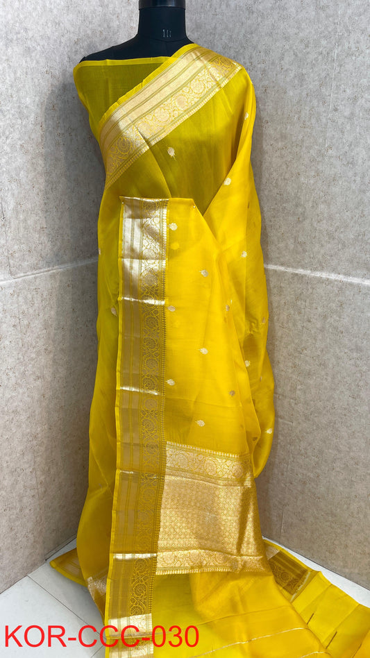 Pure Handloom banarasi  kora Silk Saree With Blouse