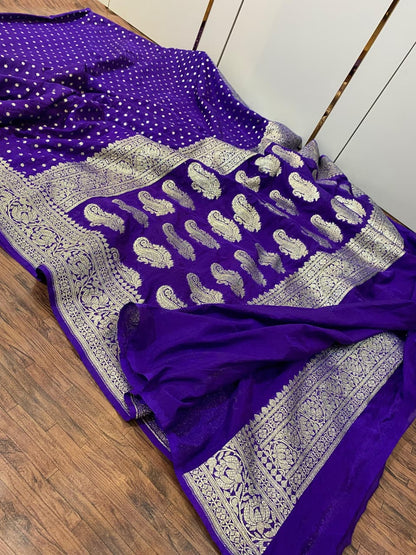 Banarasi Semi Khaddi Katan Georgette Soft Silk Saree