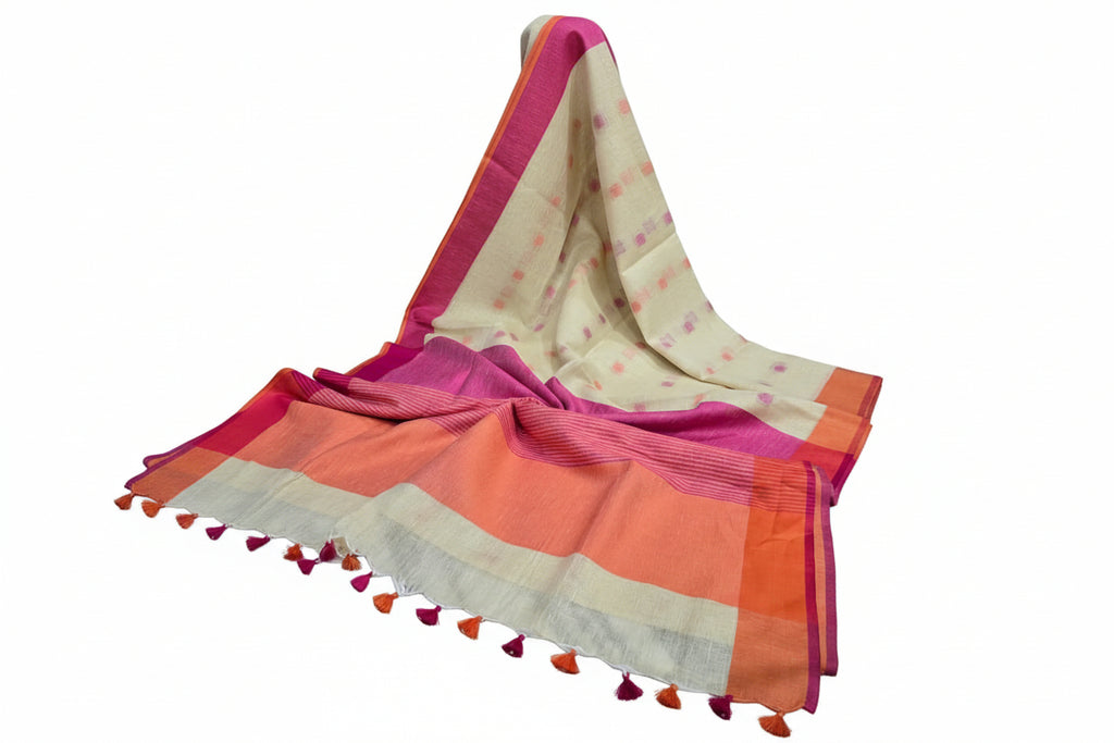 Pure Linen By Linen  Saree With  Blouse
