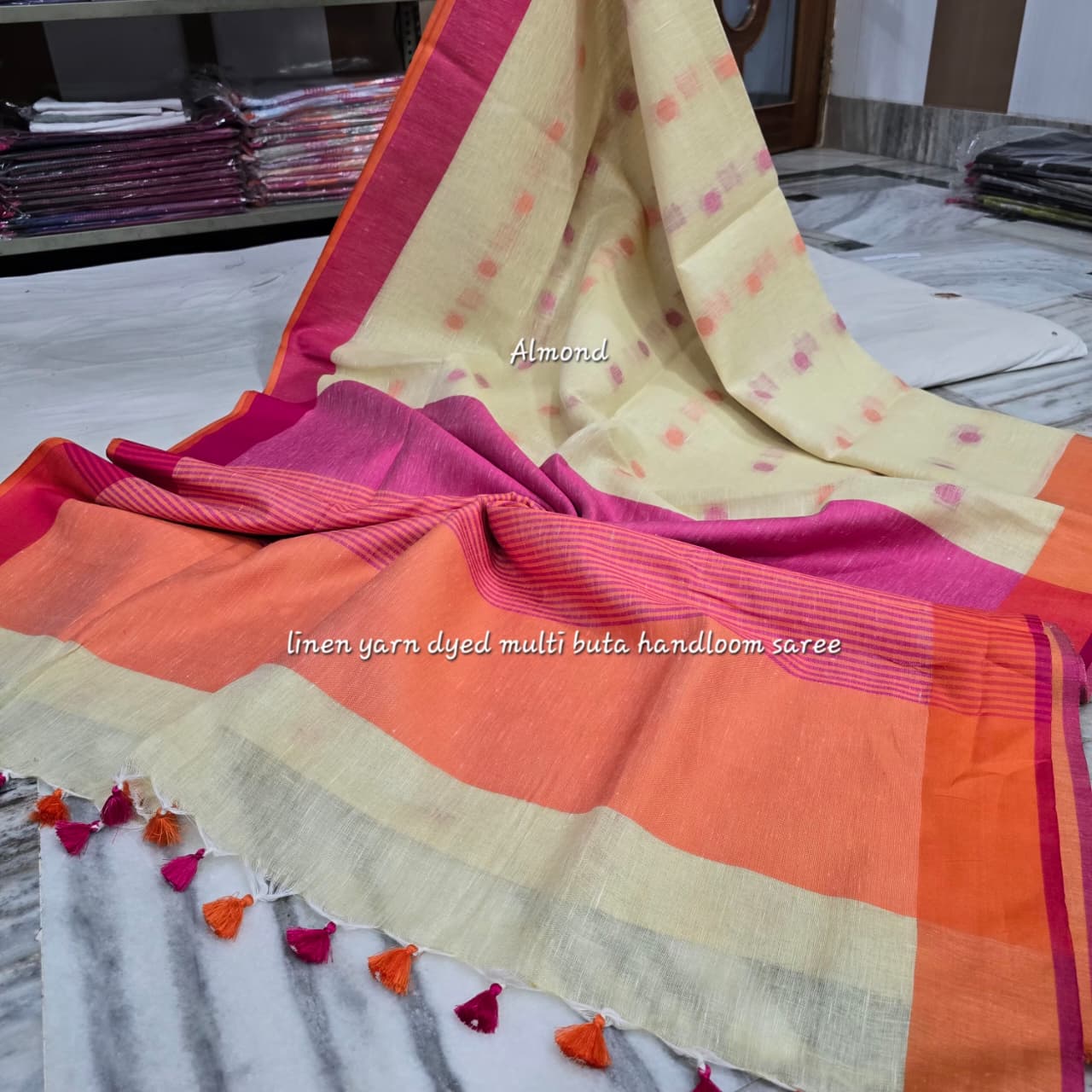 Pure Linen By Linen  Saree With  Blouse