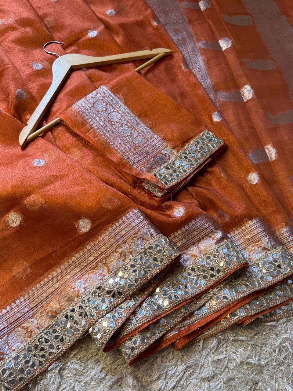 Banarasi Glass tissue silk saree with  lace work