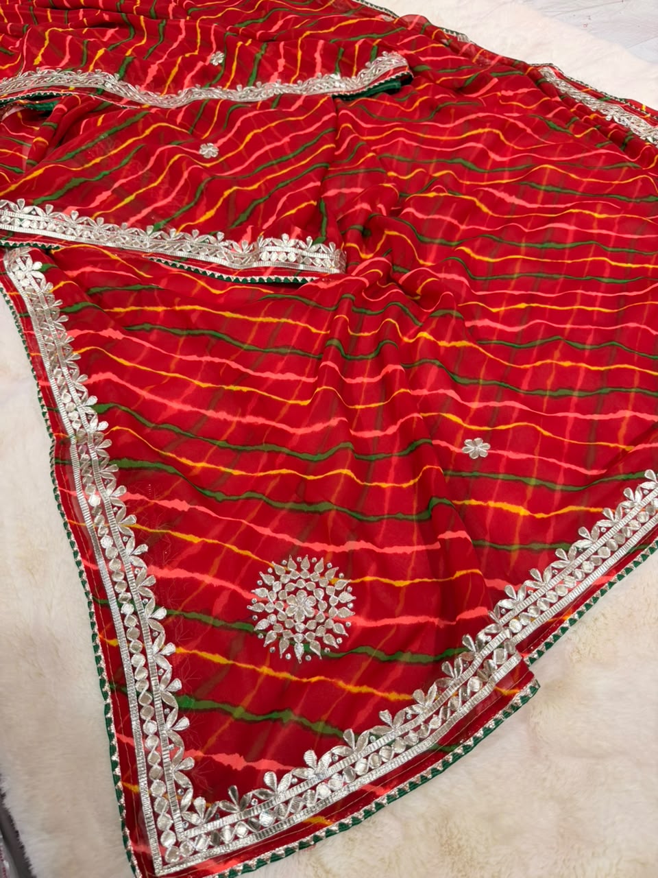 Georgette Gota Patti Work  Saree With Blouse