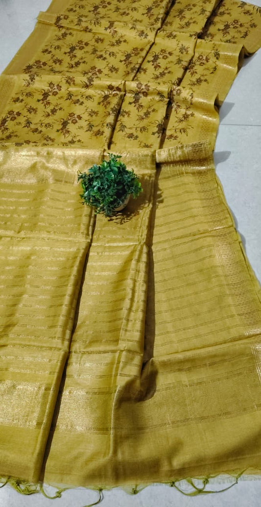 Bhagalpuri Kota silk hand block print saree