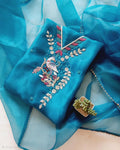 Organza Hand Work Unstitched Suit