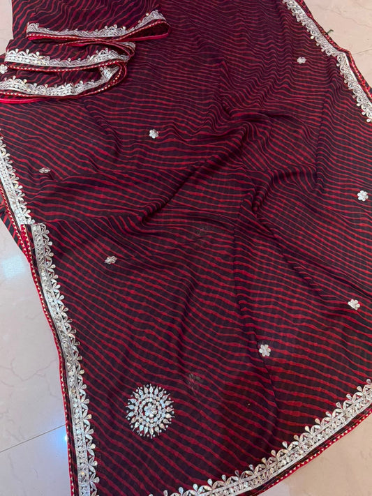 Georgette Gota Patti Work  Saree With Blouse