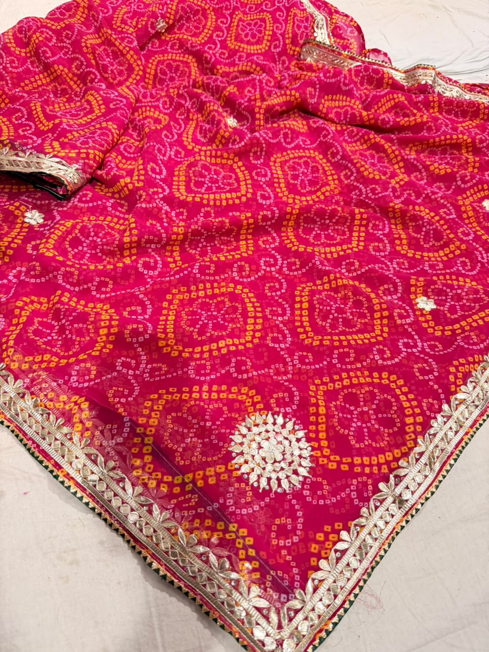 Georgette Gota Patti Work  Saree With Blouse